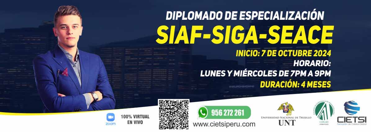 DIPLOMADO EN LOS SISTEMAS GUBERNAMENTALES DE GESTIÓN PÚBLICA: SIAF SIGA SEACE 2DA EDICIÓN 2024